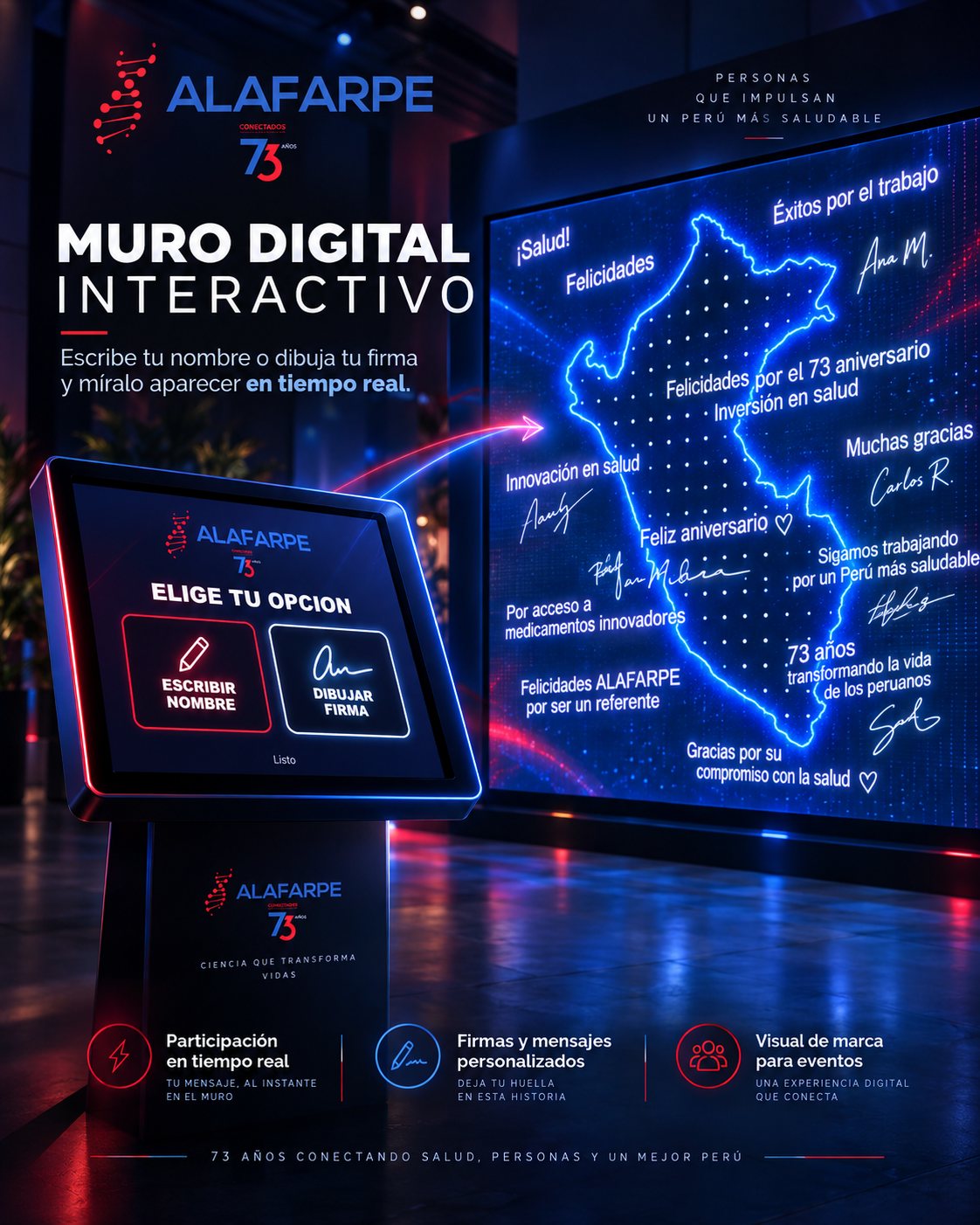 Muro digital con mensajes en tiempo real